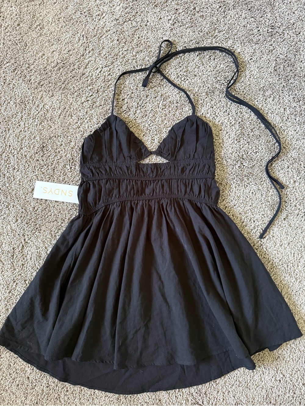 SUNDAYS Black Halter Babydoll Chemise